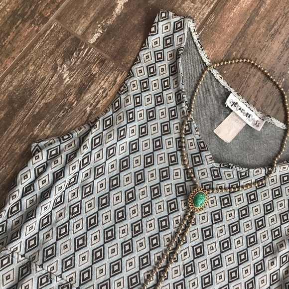 VINTAGE Metamorphosis geometric art deco print sleeveless dress Jr size XL - Picture 4 of 10